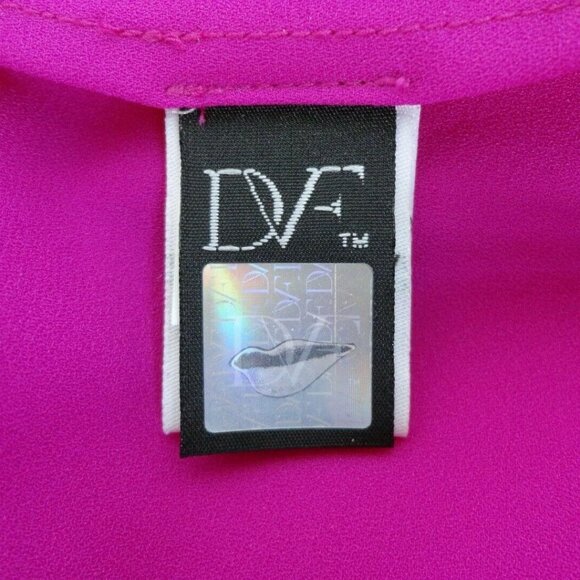 New DIANE VON FURSTENBERG Roseberry Pink Acedia Crepe Scoop Neck Top Shirt Small - Picture 7 of 7